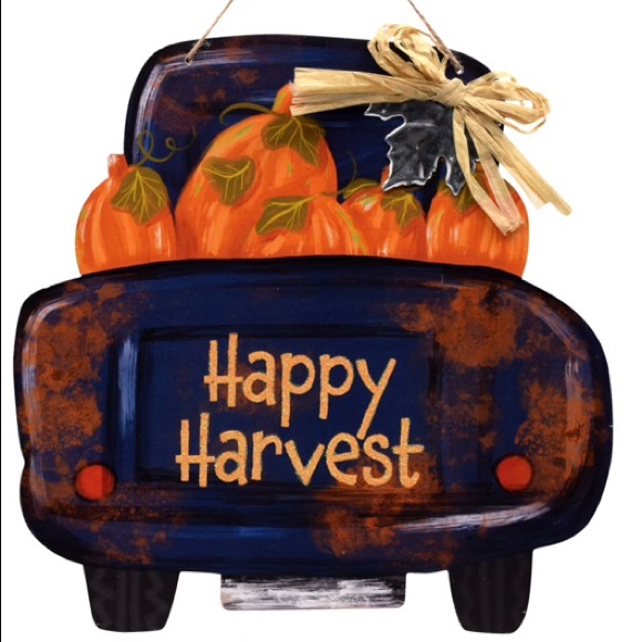 Other - NEW Rustic Fall Autumn Wall Sign decor truck blue Country Pumpkin 12” Farm House